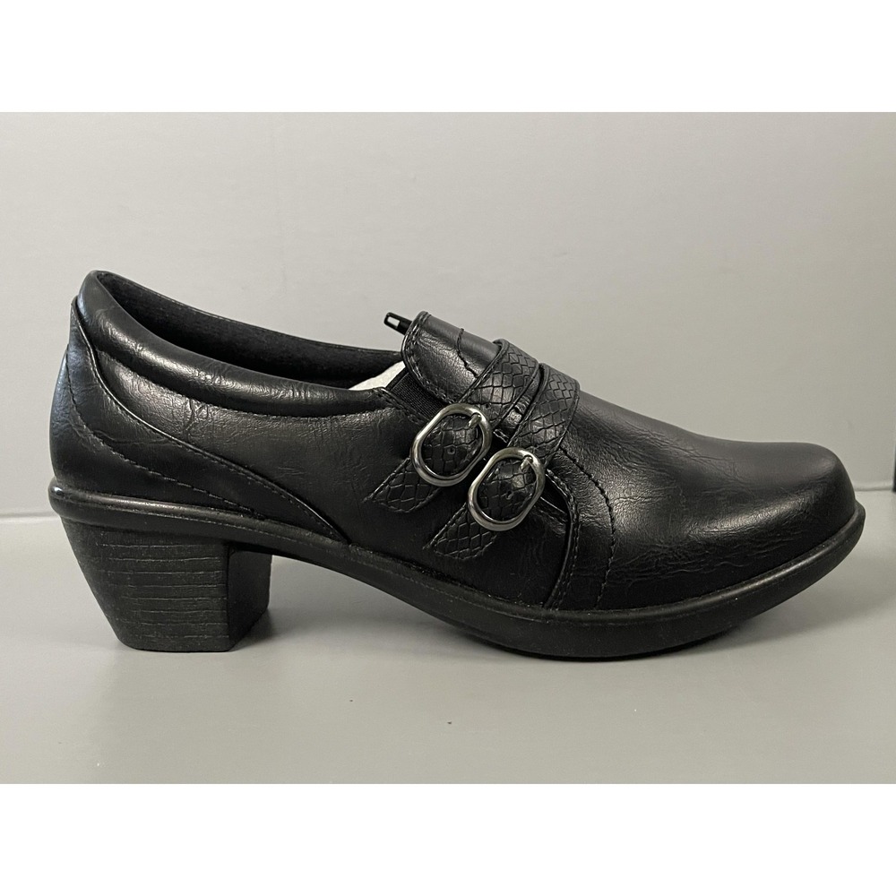 Easy Street Stroll Shoes Womens Size 10 W Black Comfort Wave Loafer Buckle
